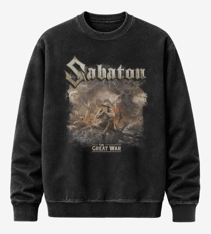 Poleron Polo Acid Wash Negro de Sabaton The Great War