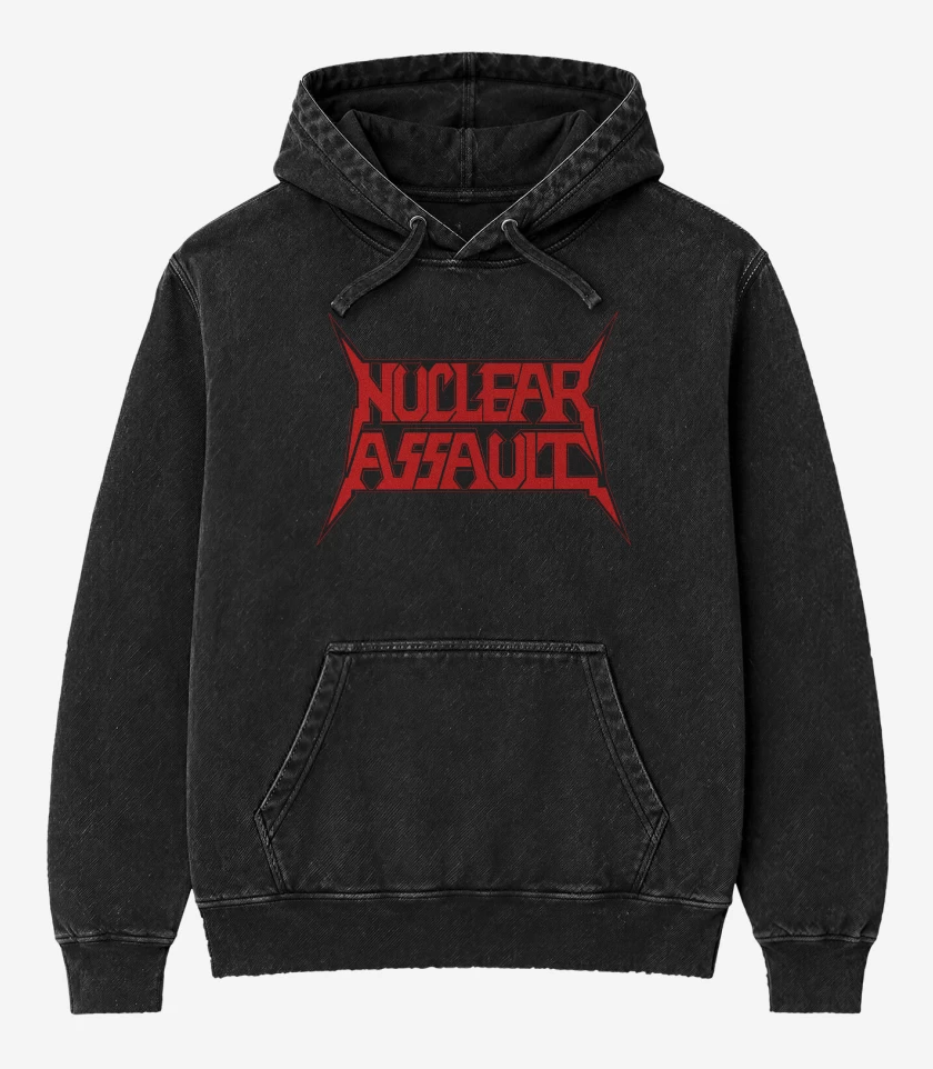 Poleron Canguro Acid Wash Negro de Nuclear Assault Logo