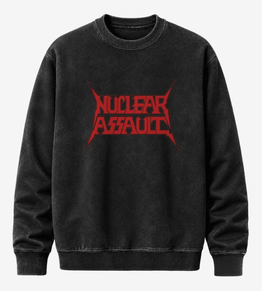 Poleron Polo Acid Wash Negro de Nuclear Assault Logo