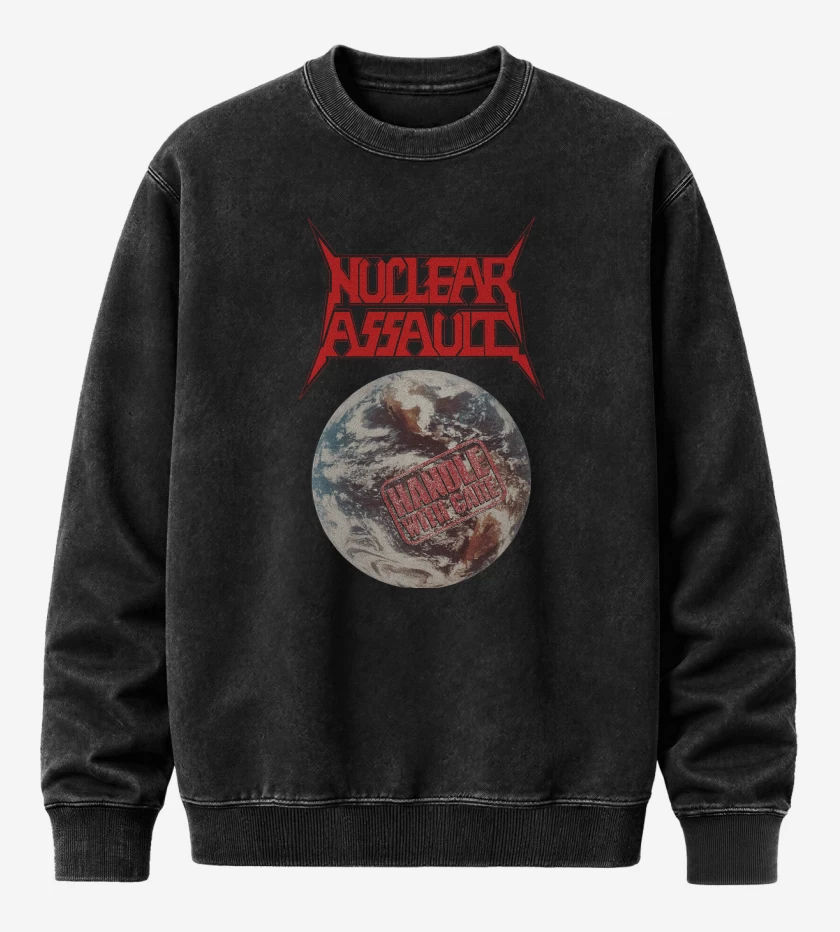 Poleron Polo Acid Wash Negro de Nuclear Assault Handle with Care