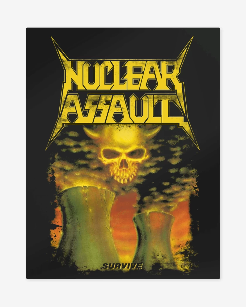 Print metalico Negro de Nuclear Assault Survive