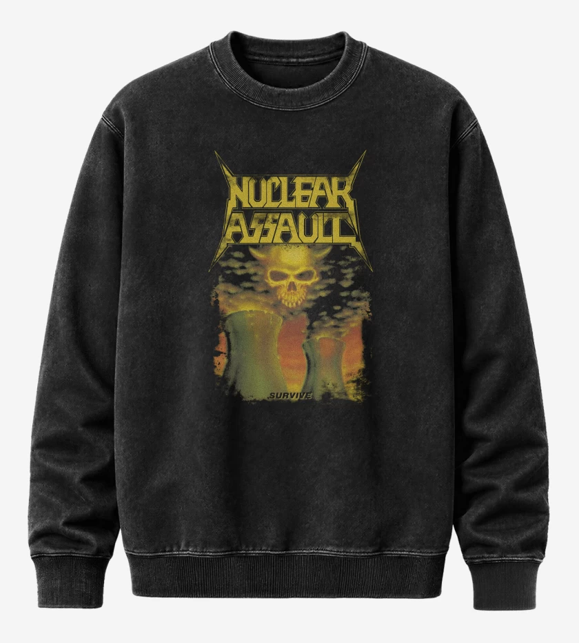 Poleron Polo Acid Wash Negro de Nuclear Assault Survive