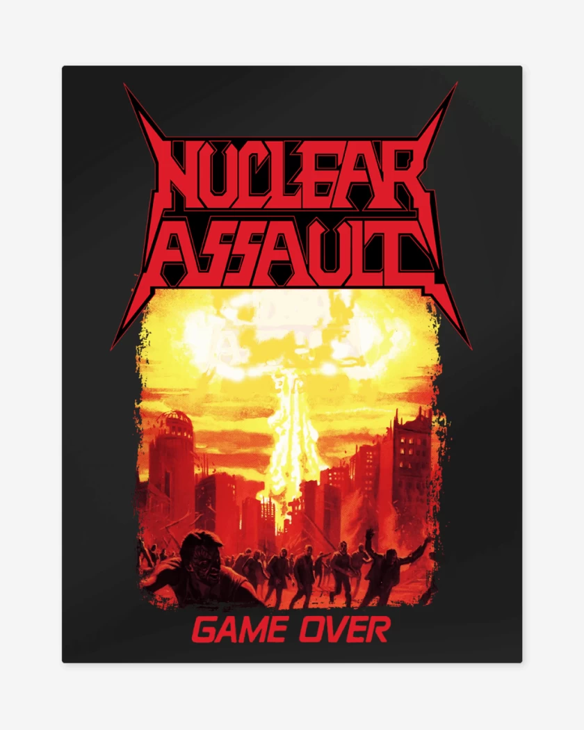 Print metalico Negro de Nuclear Assault Game Over