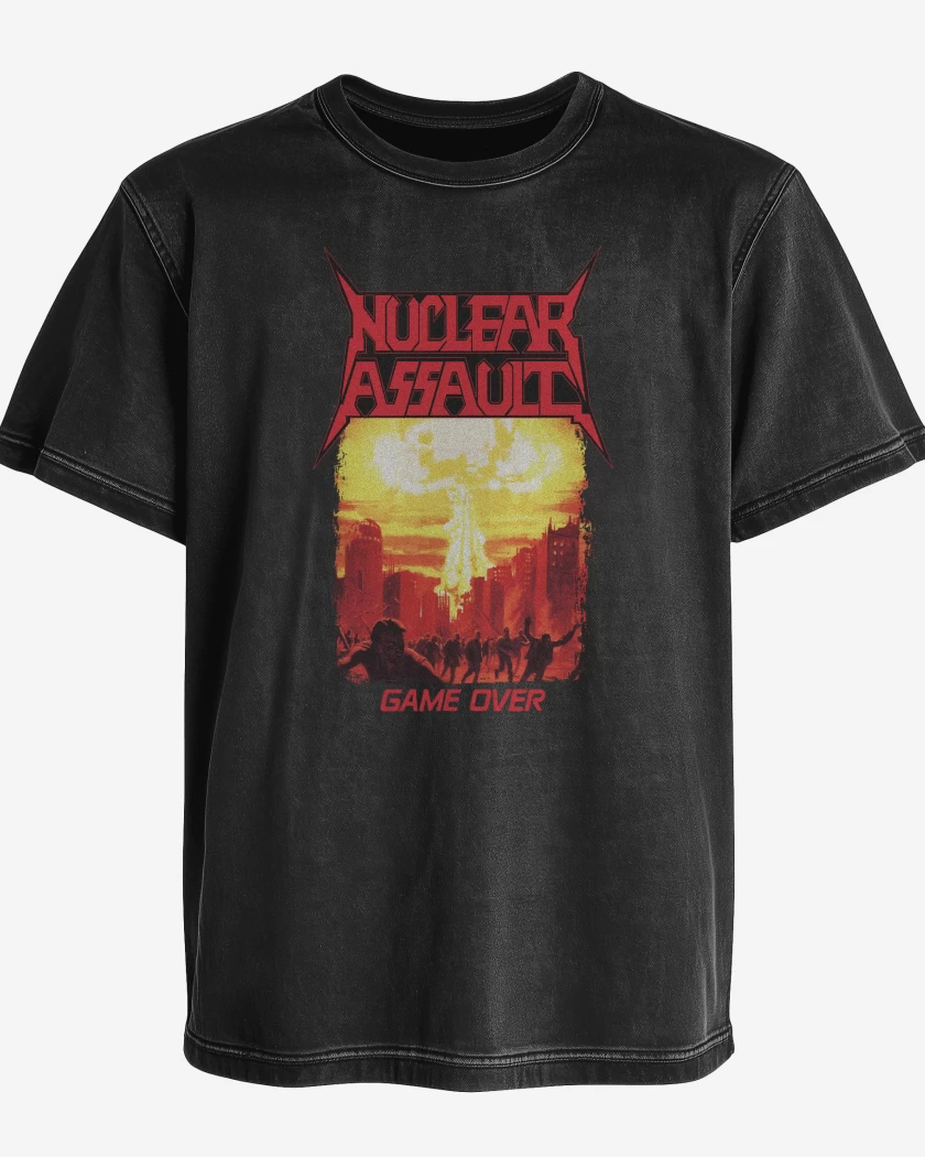 Polera desgastada Negro de Nuclear Assault Game Over