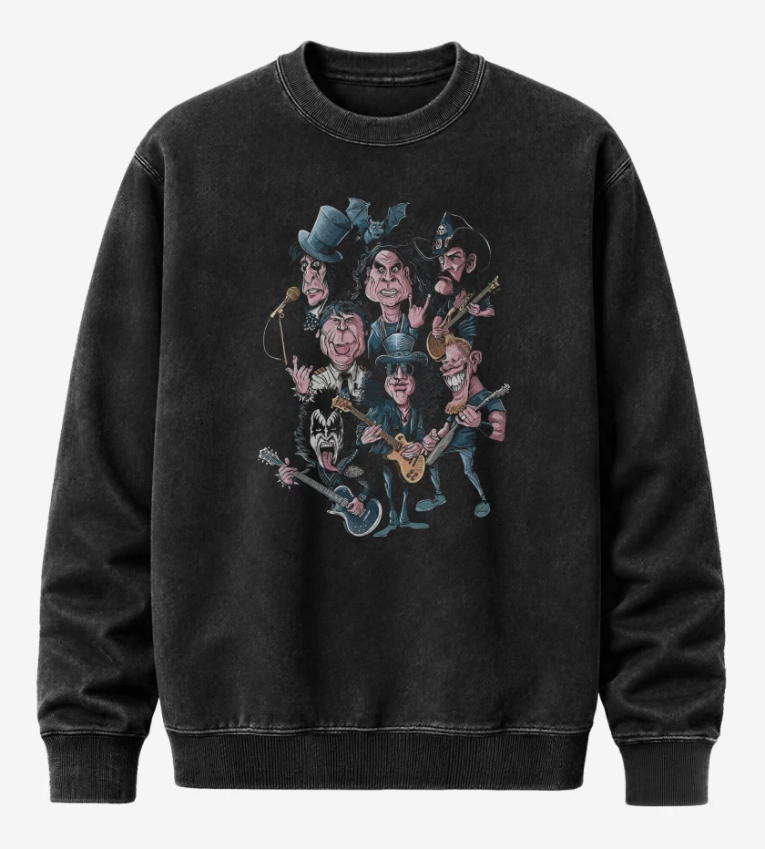 Poleron Polo Acid Wash Negro de Leyendas del Rock