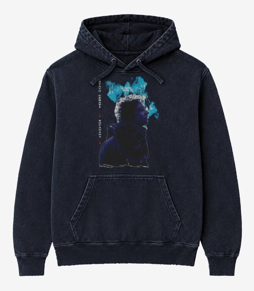 Poleron Canguro Acid Wash Azul Marino de Bocanada