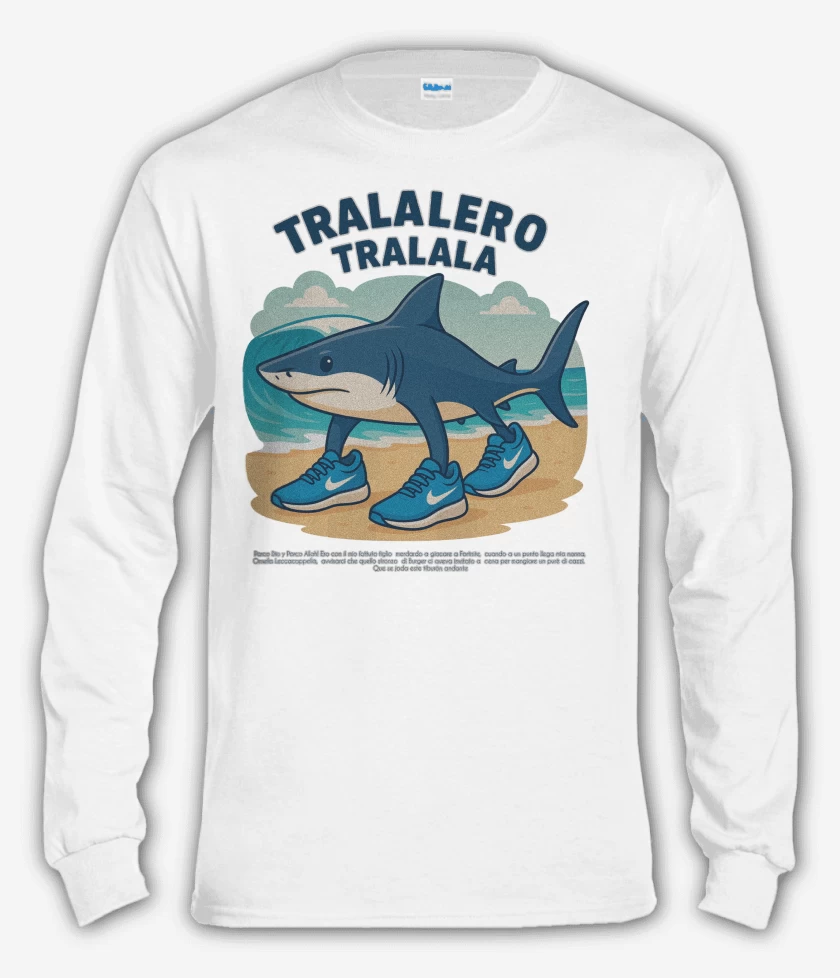 Polera manga larga Blanco de Tralalero tralala