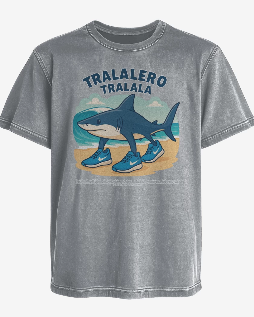 Polera desgastada Gris Melange de Tralalero tralala