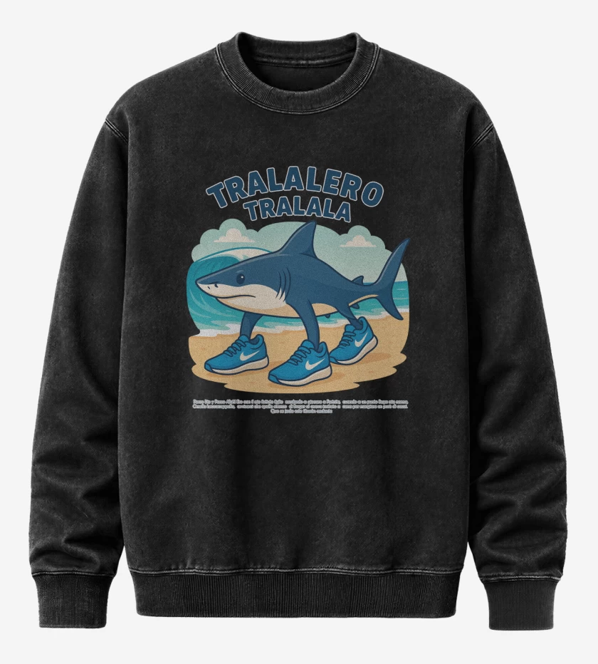 Poleron Polo Acid Wash Negro de Tralalero tralala