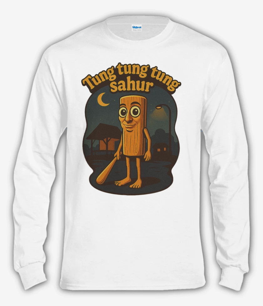 Polera manga larga Blanco de Tung tung tung sahur
