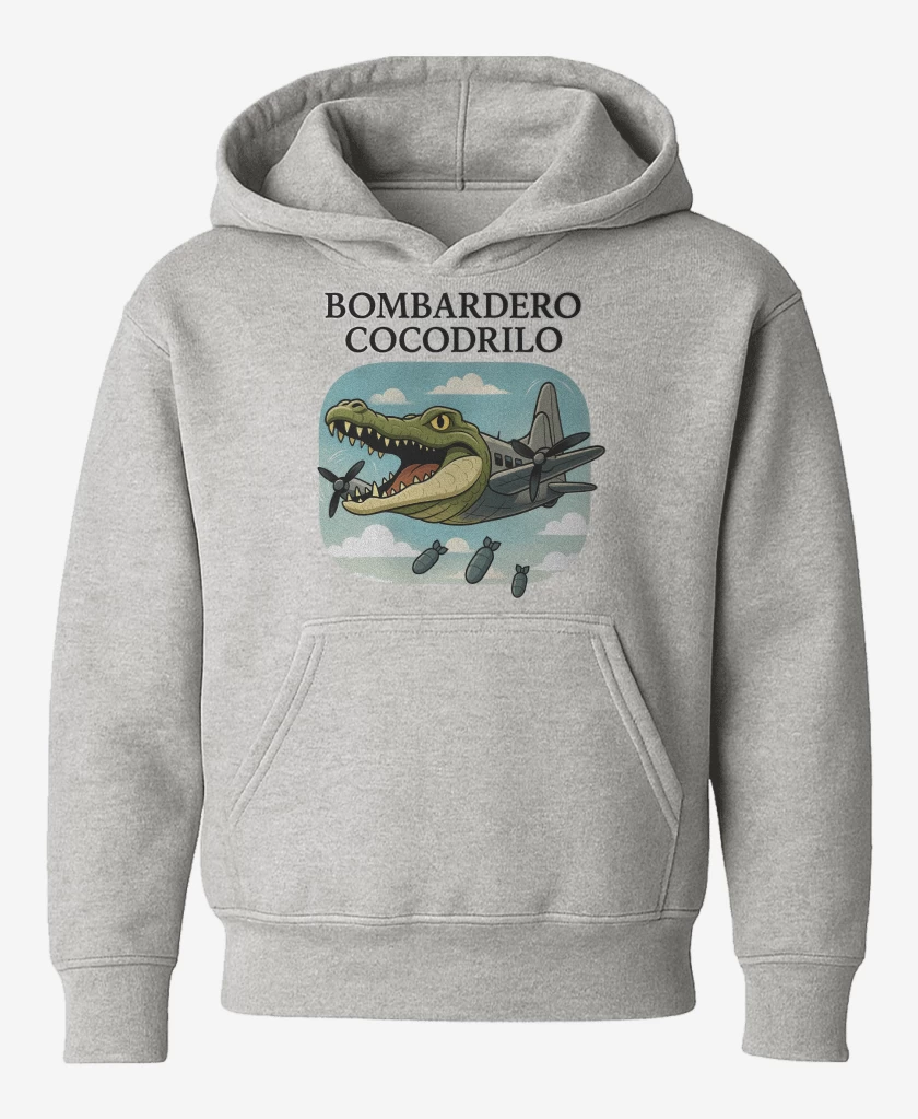 Poleron de niño Gris Melange de Bombardero cocodrilo