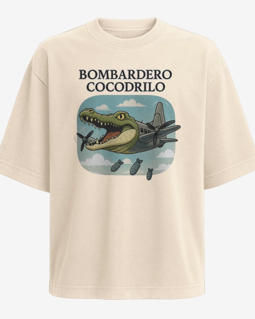 Polera Oversize Beige de Bombardero cocodrilo