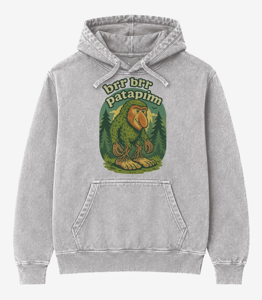 Poleron Canguro Acid Wash Gris Melange de Brr brr Patapim