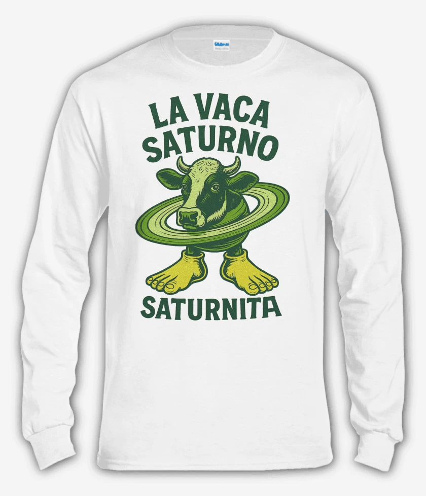 Polera manga larga Blanco de La vaca saturno saturnita