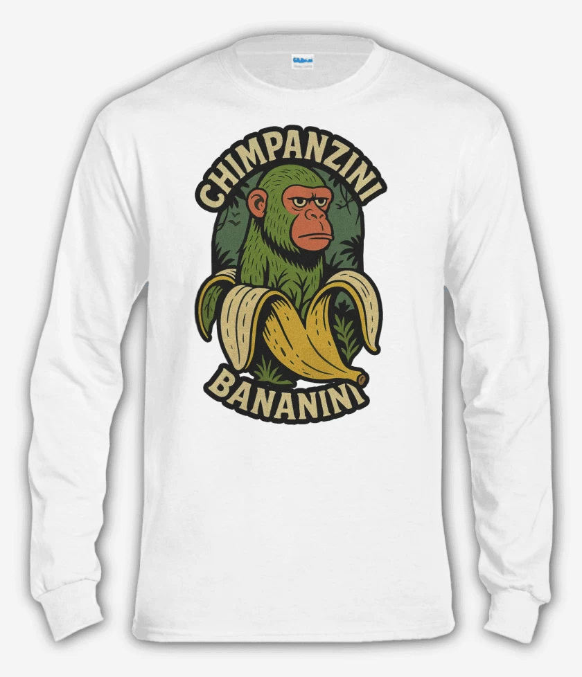 Polera manga larga Blanco de Chimpanzini bananini