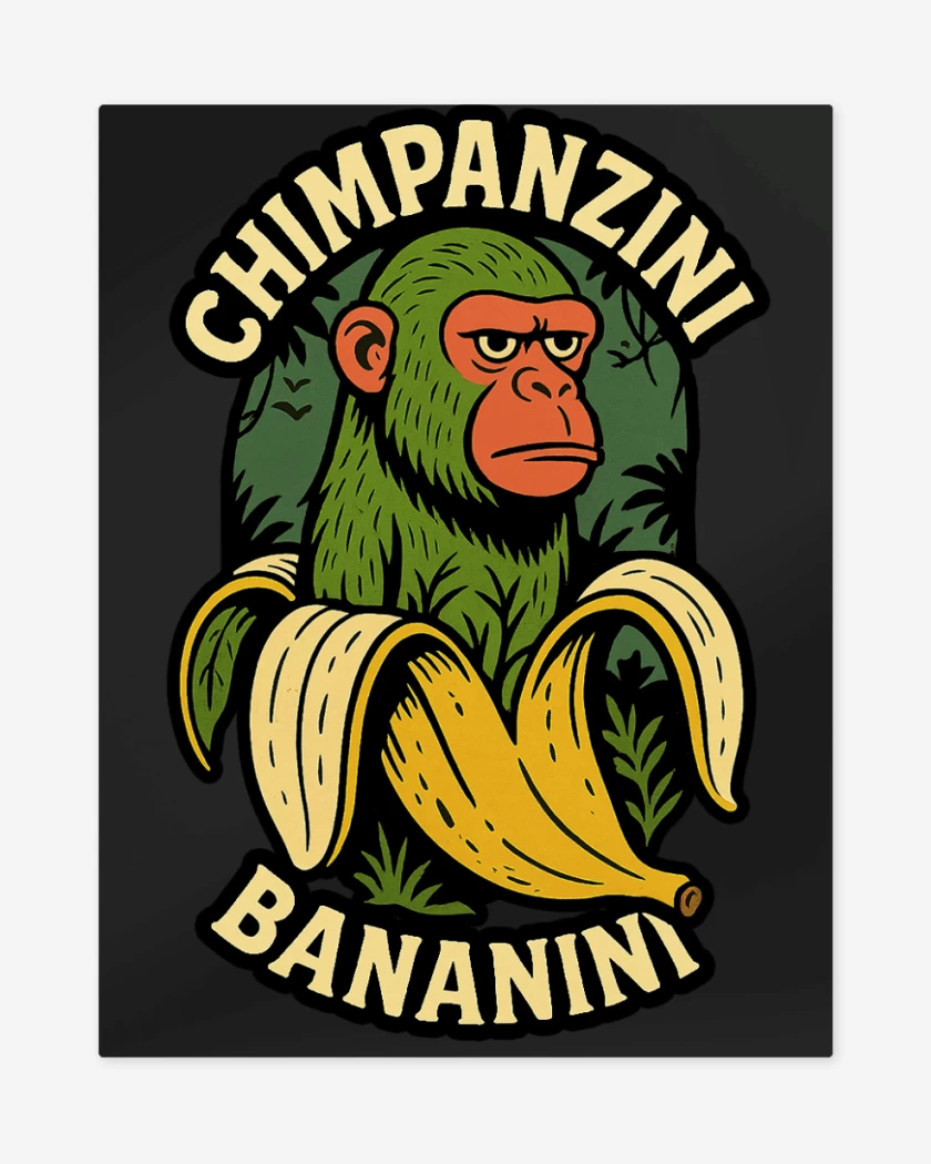 Print metalico Negro de Chimpanzini bananini