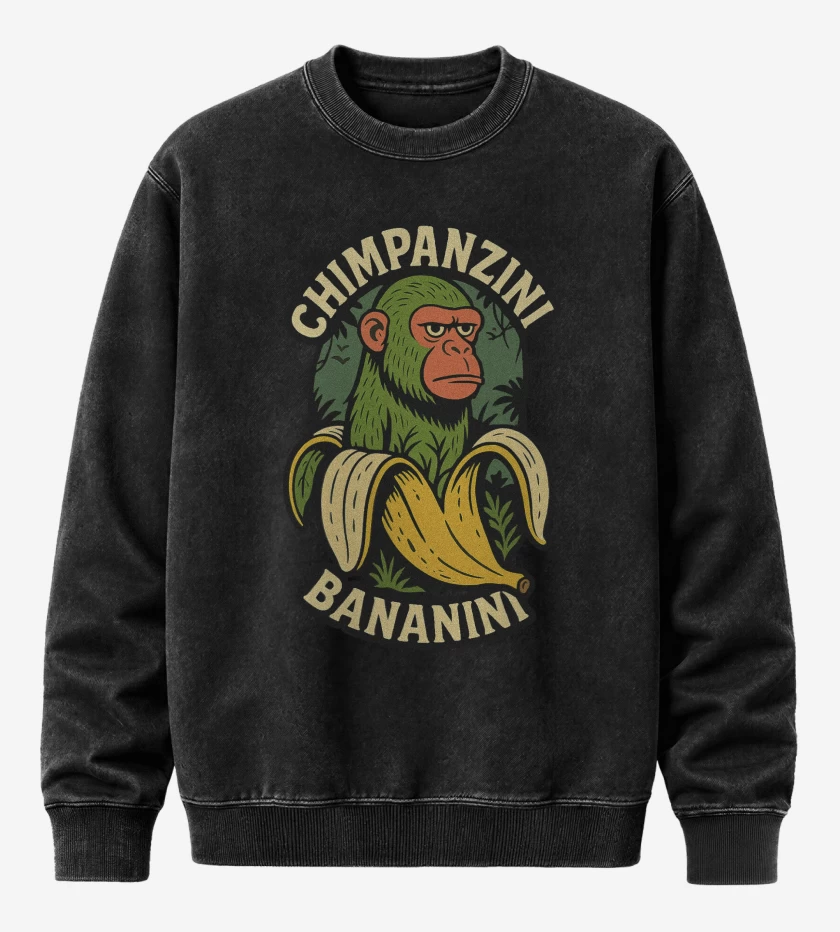 Poleron Polo Acid Wash Negro de Chimpanzini bananini