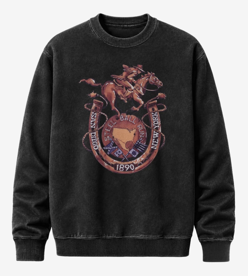 Poleron Polo Acid Wash Negro de Steel Ball Run NY