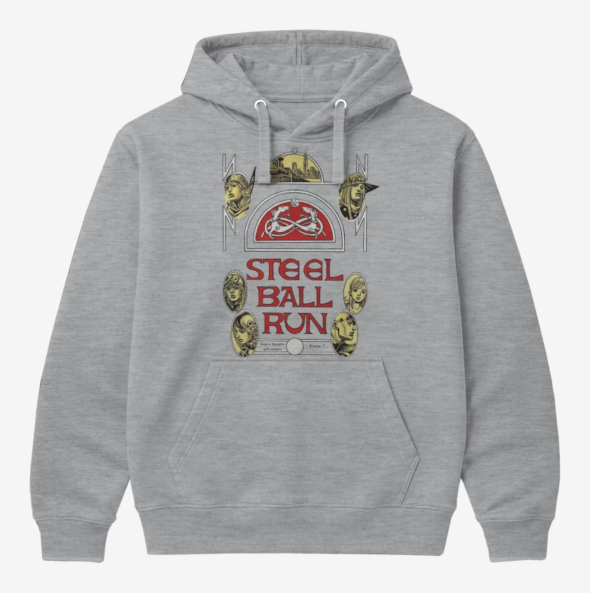 Polerón Canguro Gris Melange de Jojos Steel Ball Run
