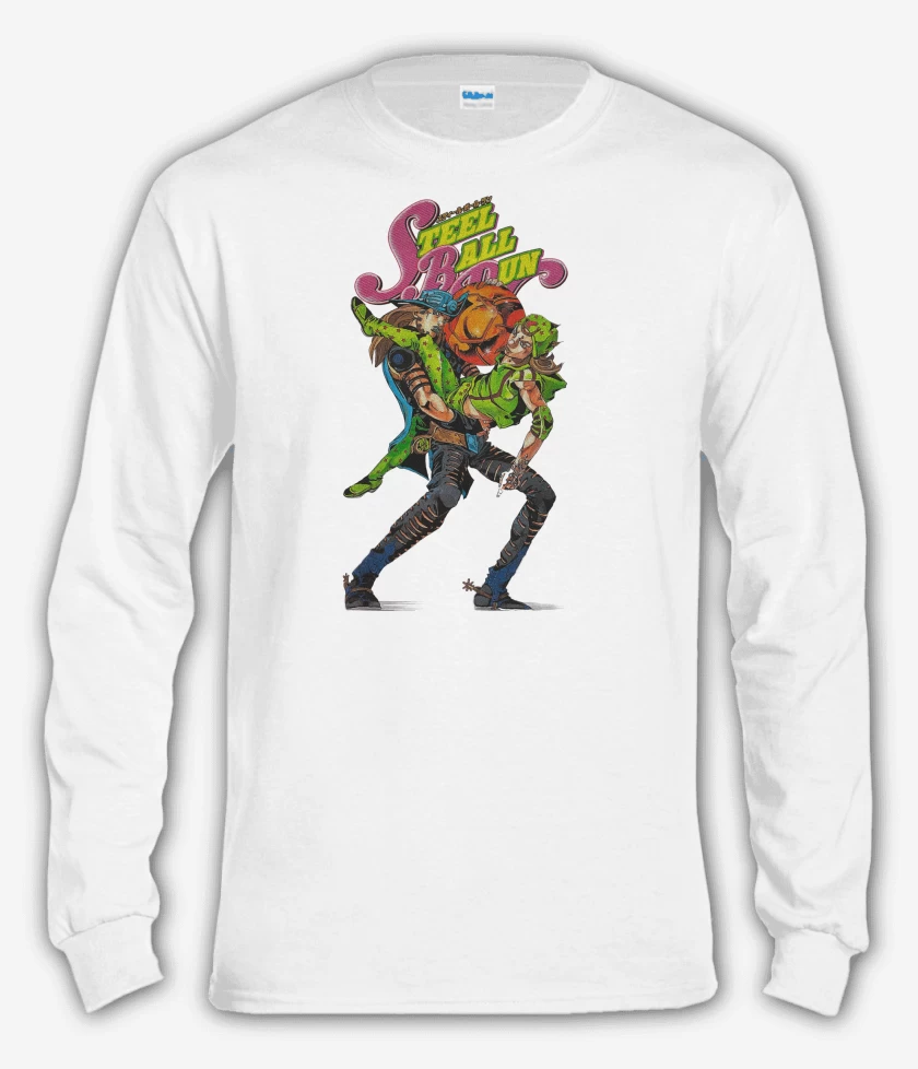 Polera manga larga Blanco de Jojos Gyro & Johnny