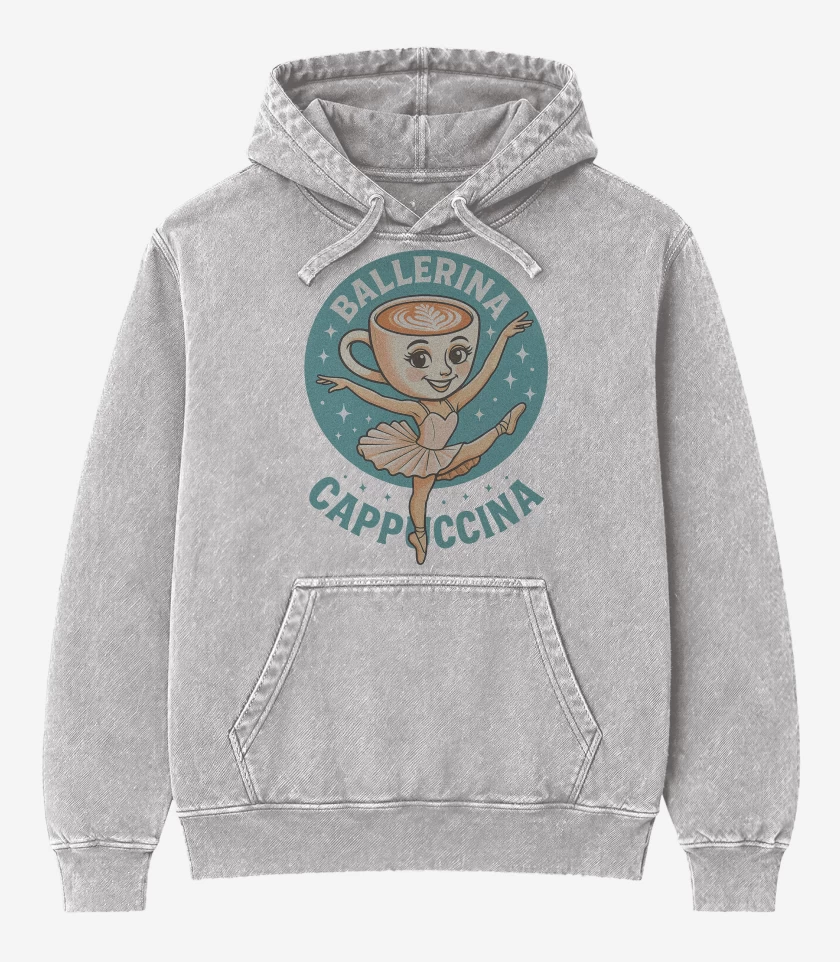 Poleron Canguro Acid Wash Gris Melange de Ballerina cappuccina