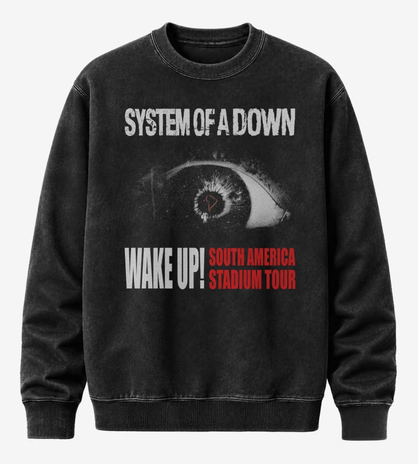 Poleron Polo Acid Wash Negro de System of a Down Wake Up Tour