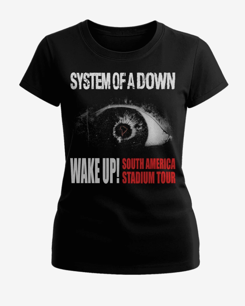 Polera de Mujer Negro de System of a Down Wake Up Tour