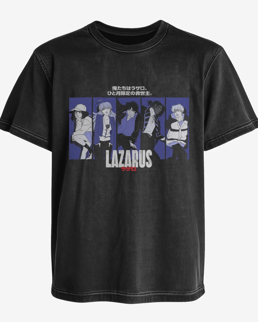 Polera desgastada Negro de Lazarus Anime