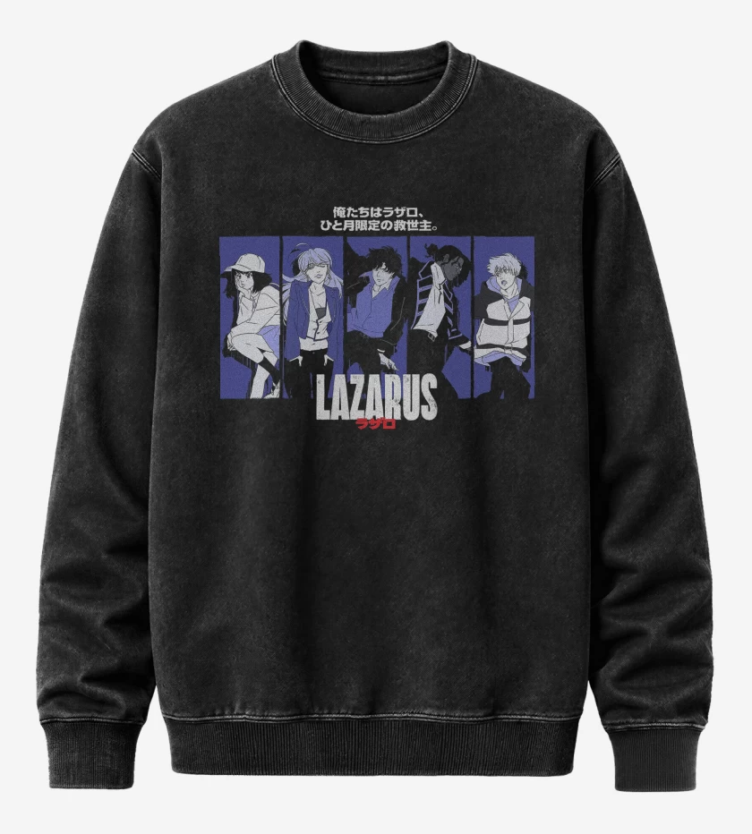 Poleron Polo Acid Wash Negro de Lazarus Anime
