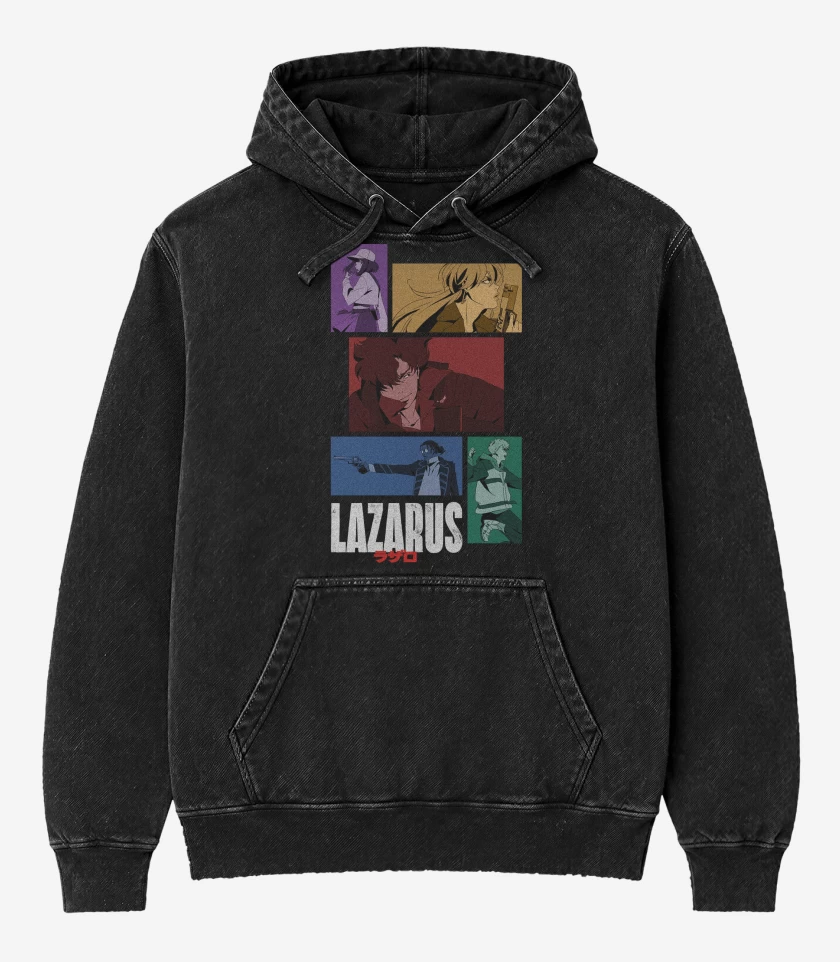 Poleron Canguro Acid Wash Negro de Lazarus