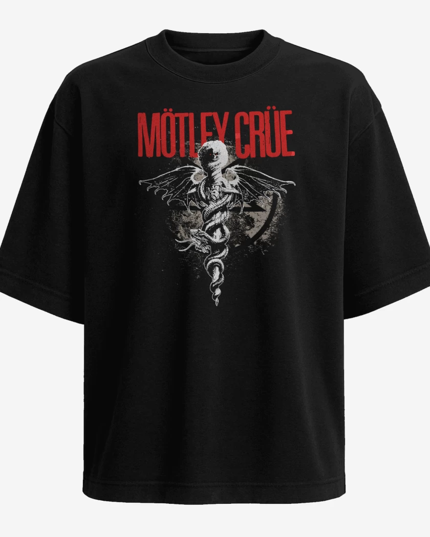 Polera Oversize Negro de Motley Crue