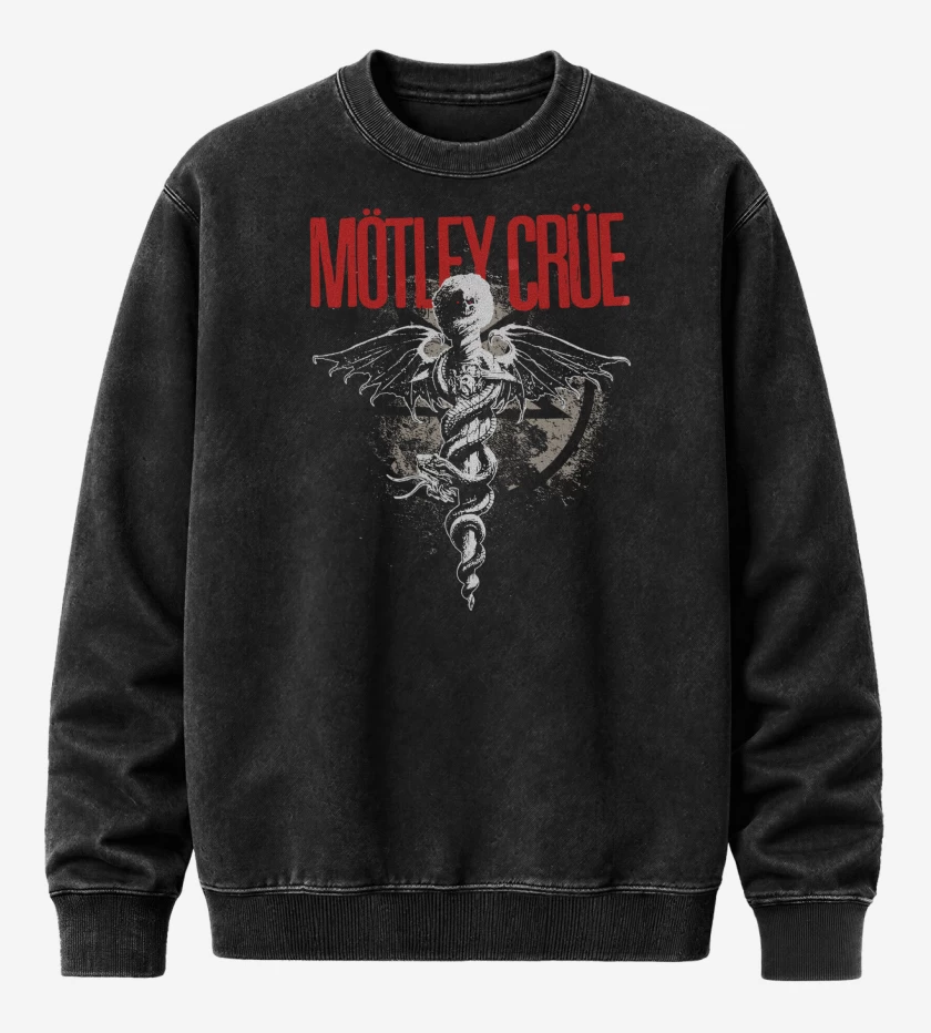 Poleron Polo Acid Wash Negro de Motley Crue