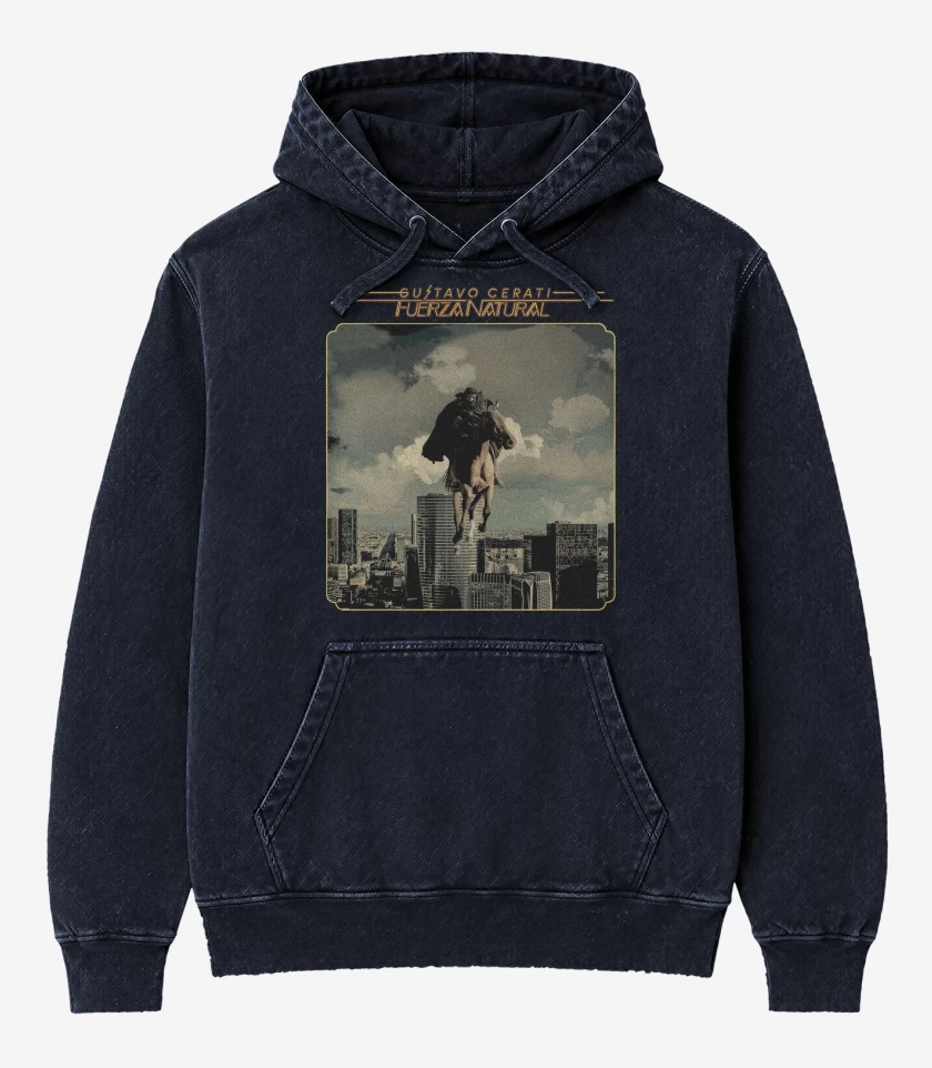 Poleron Canguro Acid Wash Azul Marino de Fuerza Natural