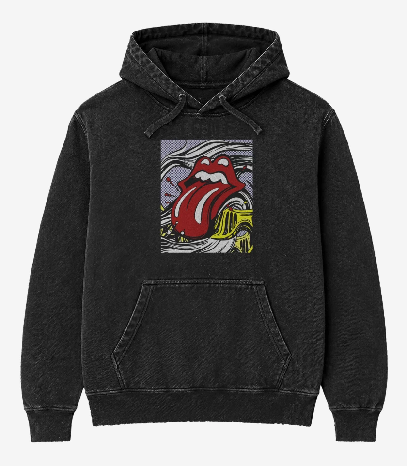 Poleron Canguro Acid Wash Negro de Stones