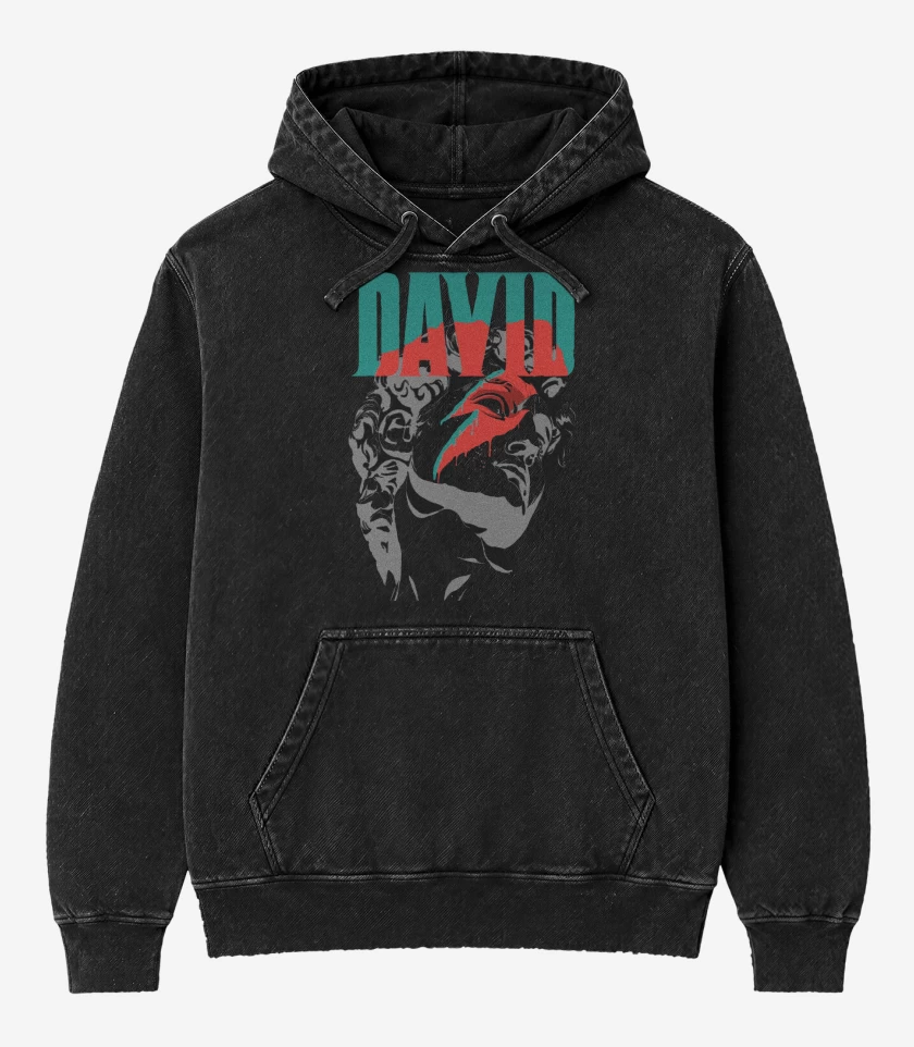 Poleron Canguro Acid Wash Negro de David