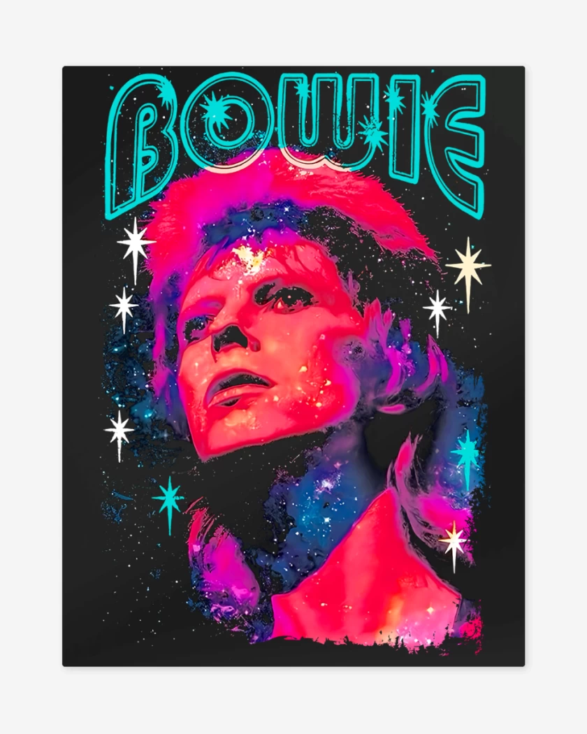 Print metalico Negro de Bowie Starman