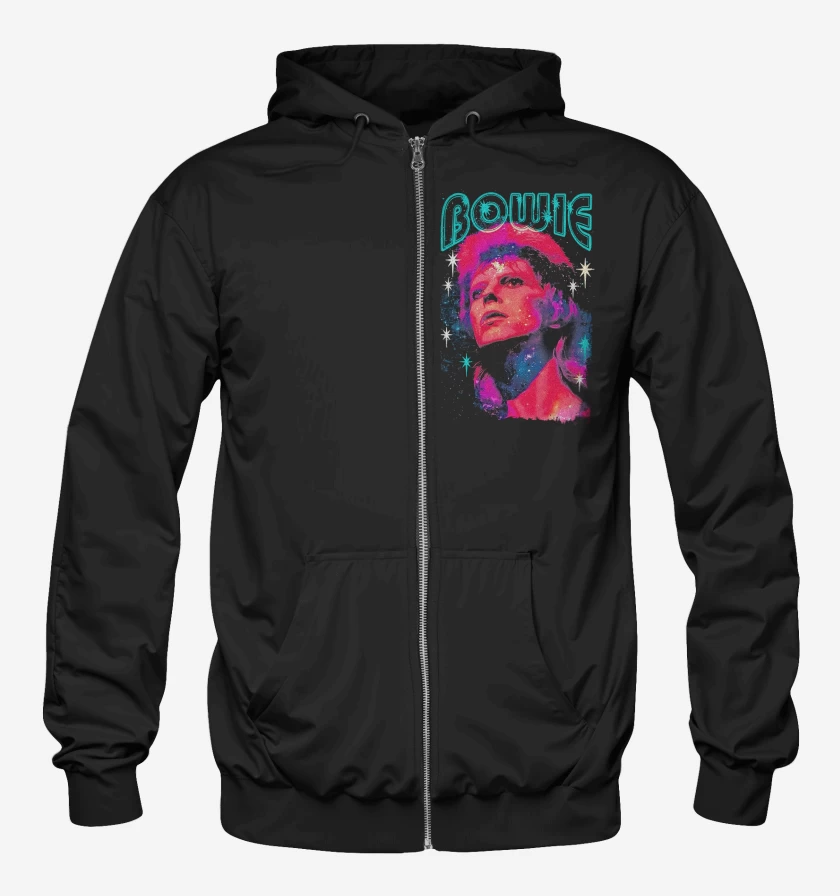 Poleron Canguro con cierre Negro de Bowie Starman