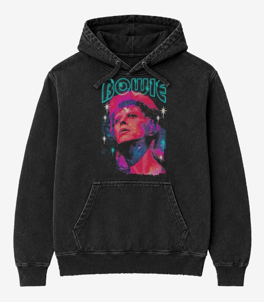 Poleron Canguro Acid Wash Negro de Bowie Starman