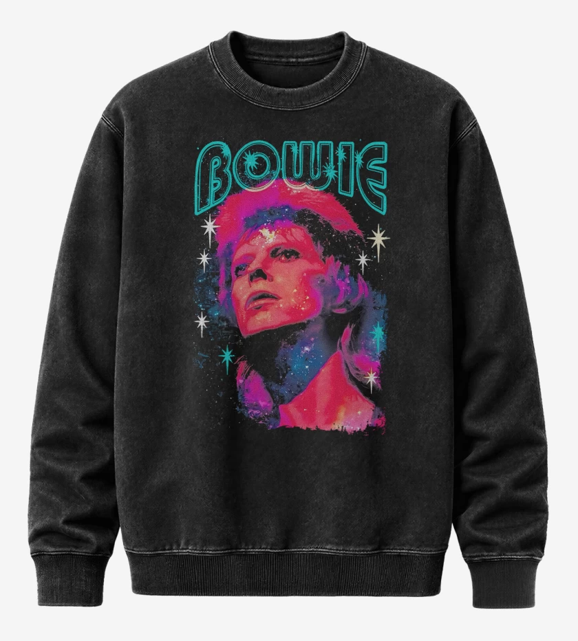 Poleron Polo Acid Wash Negro de Bowie Starman