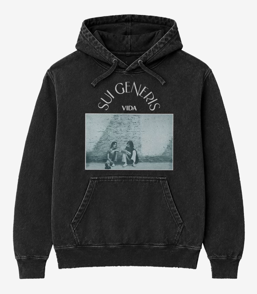 Poleron Canguro Acid Wash Negro de Sui Generis