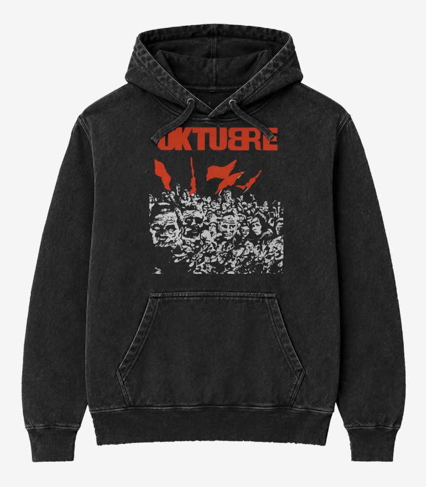 Poleron Canguro Acid Wash Negro de Oktubre