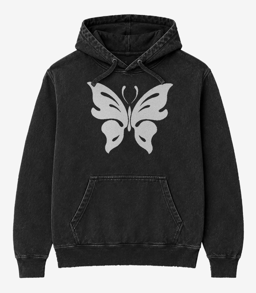 Poleron Canguro Acid Wash Negro de Mr Bungle Butterfly B