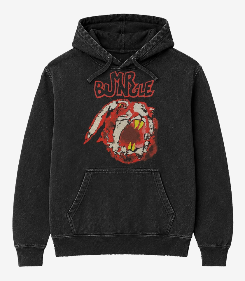 Poleron Canguro Acid Wash Negro de Mr Bungle Conejo Rabioso