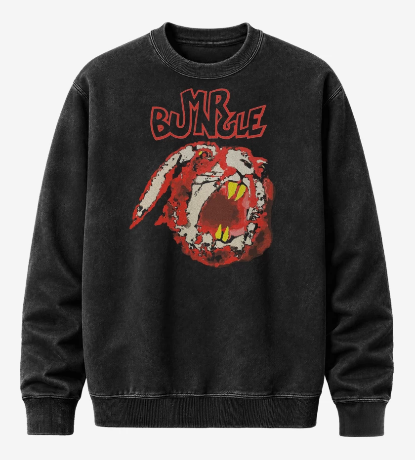 Poleron Polo Acid Wash Negro de Mr Bungle Conejo Rabioso