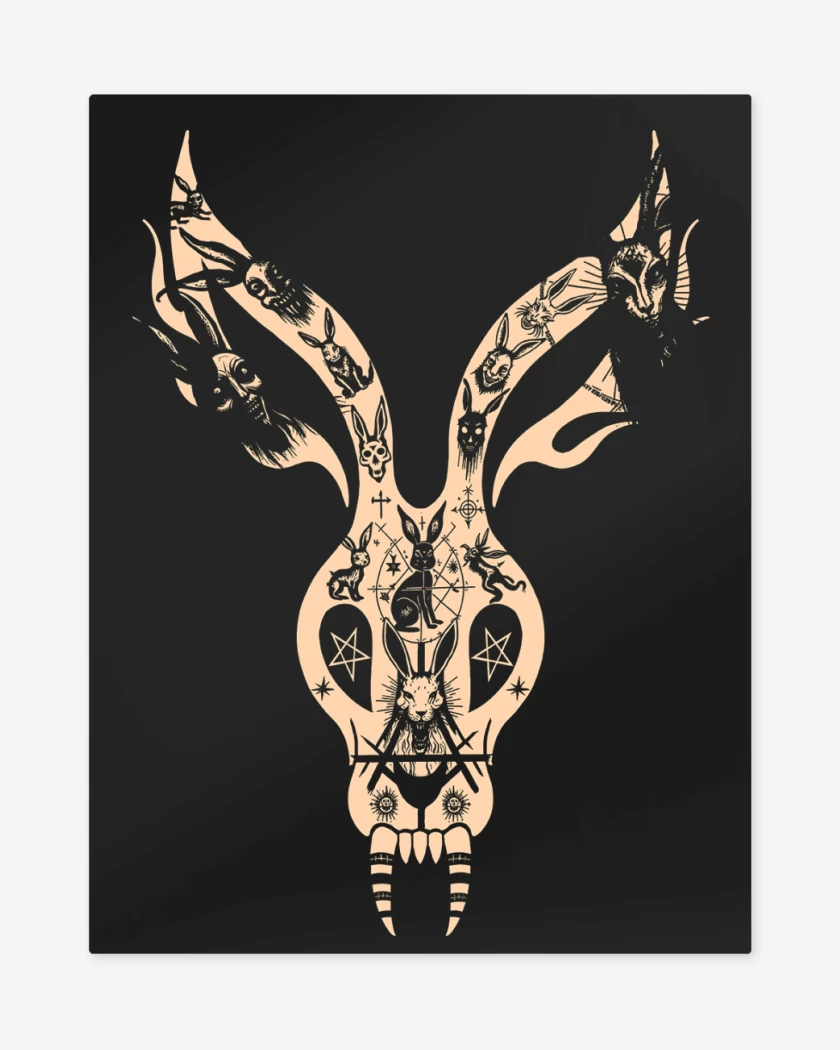 Print metalico Negro de Mr Bungle Satanic Rabbit