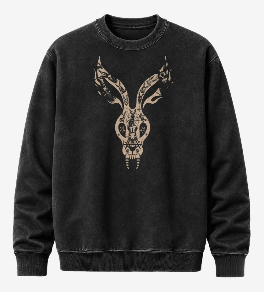 Poleron Polo Acid Wash Negro de Mr Bungle Satanic Rabbit