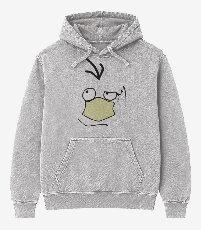Poleron Canguro Acid Wash Gris Melange de Psyduck