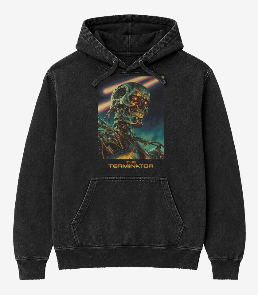 Poleron Canguro Acid Wash Negro de The Terminator v2