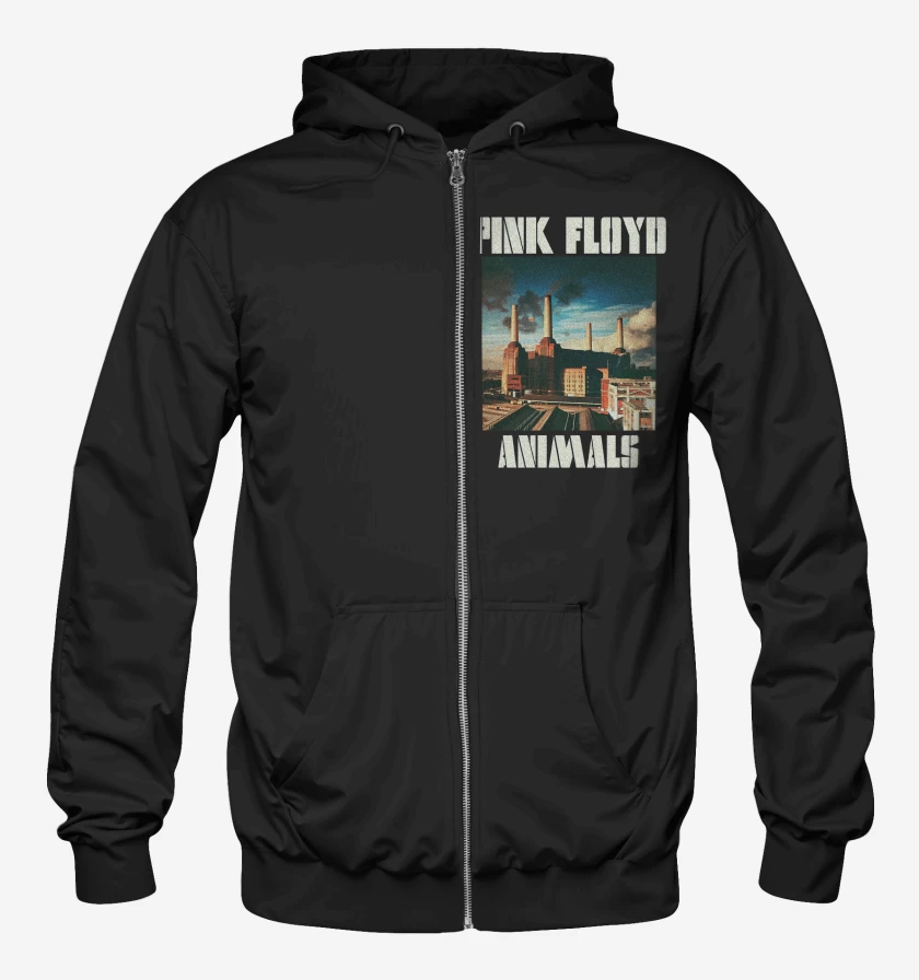 Poleron Canguro con cierre Negro de Pink Floyd Animals