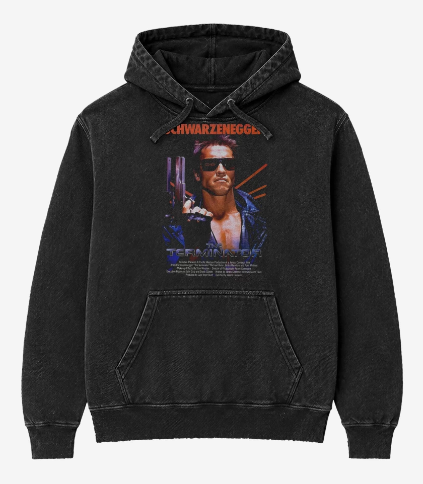 Poleron Canguro Acid Wash Negro de Terminator 1